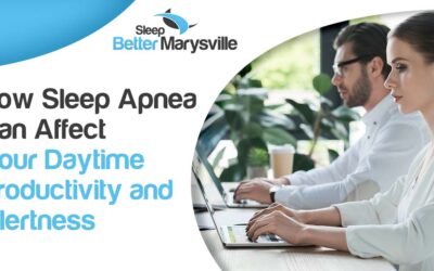 Image of a lady using a computer, featuring Sleep Better Marysville and highlighting how sleep apnea can affect daytime productivity and alertness, ensuring alignment with the page's context.