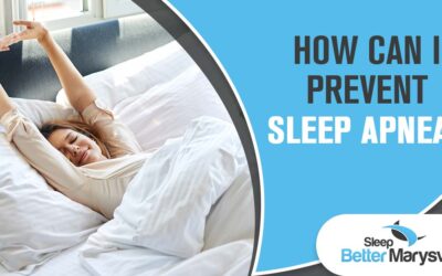 Image of a happy, relaxed woman, featuring the text "Sleep Better Marysville." The image highlights the message "How Can I Prevent Sleep Apnea?," emphasizing strategies for preventing sleep apnea and promoting better sleep health.