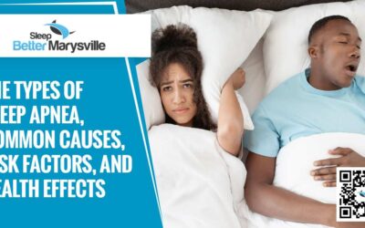 Compelling image of a woman and man peacefully sleeping, representing 'Sleep Better Marysville' and focusing on the comprehensive content about sleep apnea. The visual highlights information on the types of sleep apnea, common causes, risk factors, and health effects. This image is thoughtfully aligned with the page's context, providing valuable insights into sleep-related health topics.