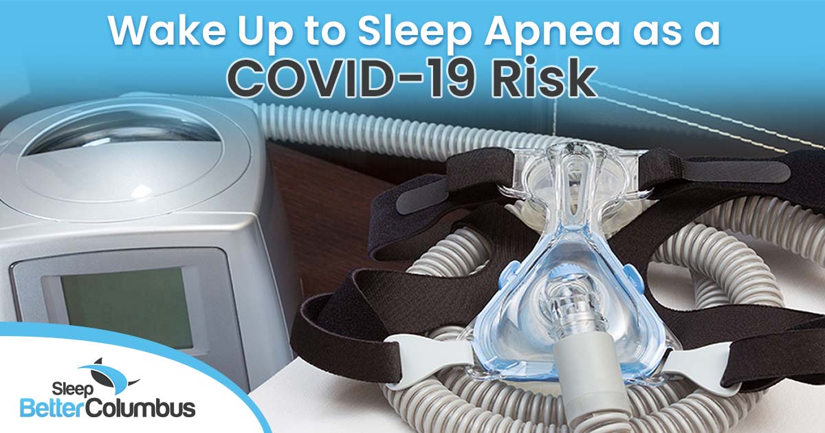 Informative image of an oxygen mask, associated with 'Sleep Better Marysville' and emphasizing the connection between sleep apnea and COVID-19 risk. The visual aligns with the page's context, providing crucial insights into the relationship between sleep health and respiratory well-being during the pandemic.