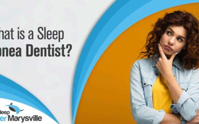 Image of a woman in thoughtful pose, symbolizing contemplation. Overlay text reads 'Sleep Better Marysville' and 'What is a Sleep Apnea Dentist?' This image corresponds with the page's theme, likely discussing sleep-related issues and dental care.