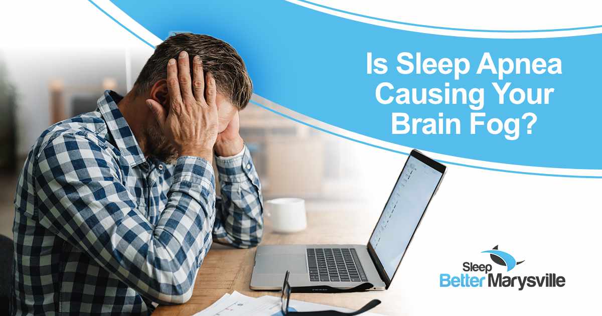 Office worker experiencing headache and difficulty concentrating that may be associated with sleep apnea